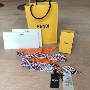 Fendi Silk Colorful Neck or Bag Scarf with FF logo